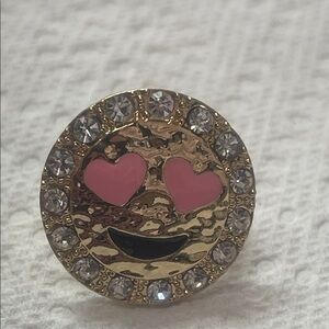 Gold and Pink Heart-Eyed Brooch